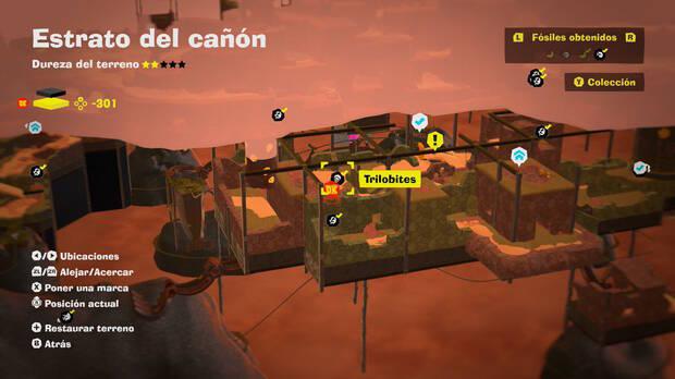 Donkey Kong Bananza - Localización en el mapa del fósil Trilobites 10 en Estrato del cañón