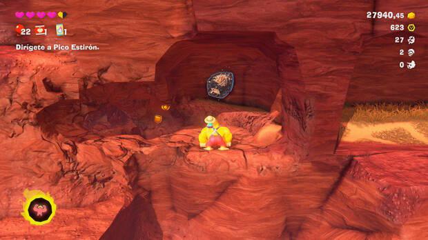 Donkey Kong Bananza - Ubicación del fósil Hoja 28 en Estrato del cañón