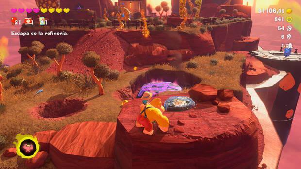 Donkey Kong Bananza - Ubicación del fósil Hoja 45 en Estrato del cañón