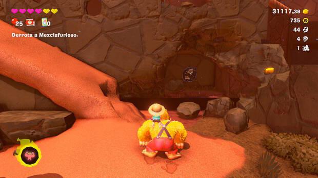 Donkey Kong Bananza - Ubicación del fósil Hoja 52 en Estrato del cañón
