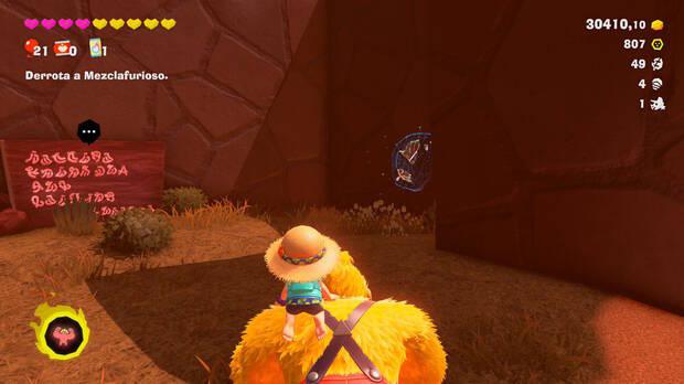 Donkey Kong Bananza - Ubicación del fósil Hoja 57 en Estrato del cañón