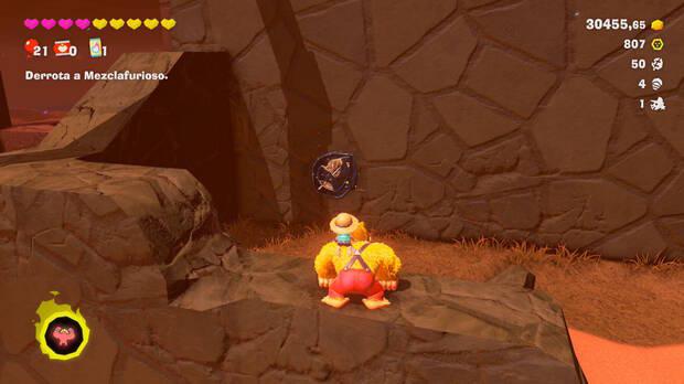 Donkey Kong Bananza - Ubicación del fósil Hoja 58 en Estrato del cañón