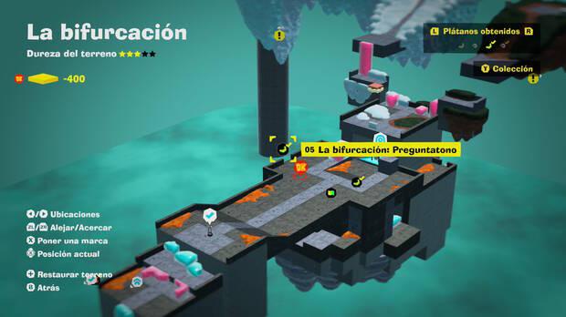 Donkey Kong Bananza - Localización en el mapa del plátano 05 en La bifurcación