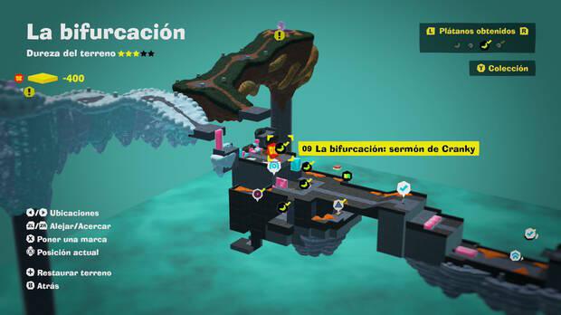 Donkey Kong Bananza - Localización en el mapa del plátano 09 en La bifurcación