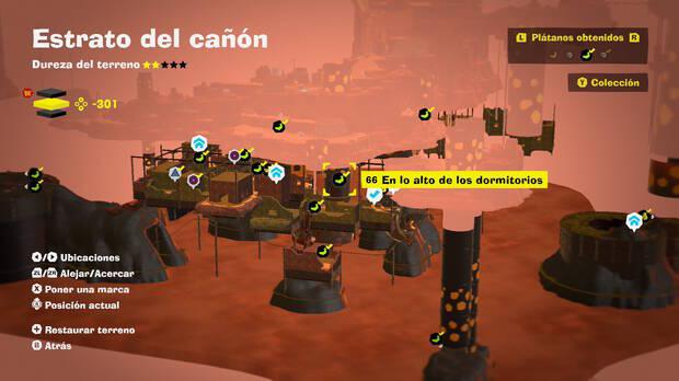 Donkey Kong Bananza - Localización en el mapa del plátano 66 en Estrato del cañón