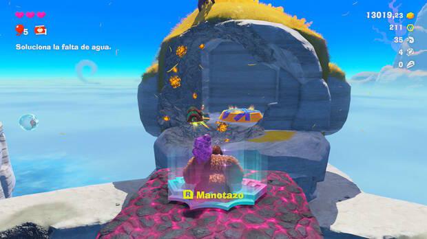 Donkey Kong Bananza - Localización en el Estrato de la laguna del nivel extra A golpear por el oro