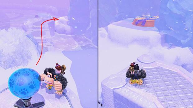 Donkey Kong Bananza - Localización en el Estrato del glaciar del nivel extra A bombazos por el oro
