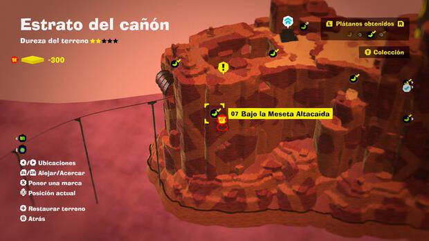 Donkey Kong Bananza - Localización en el mapa del plátano 07 en Estrato del cañón