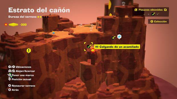 Donkey Kong Bananza - Localización en el mapa del plátano 03 en Estrato del cañón