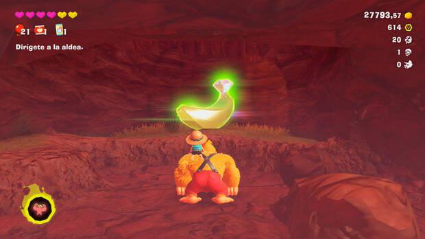 Donkey Kong Bananza - Ubicación del plátano 10 en Estrato del cañón
