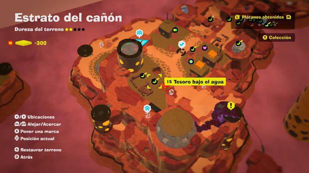 Donkey Kong Bananza - Localización en el mapa del plátano 15 en Estrato del cañón