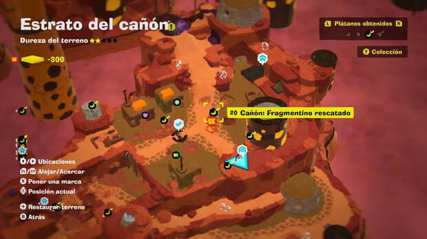 Donkey Kong Bananza - Localización en el mapa del plátano 20 en Estrato del cañón