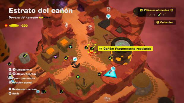 Donkey Kong Bananza - Localización en el mapa del plátano 21 en Estrato del cañón
