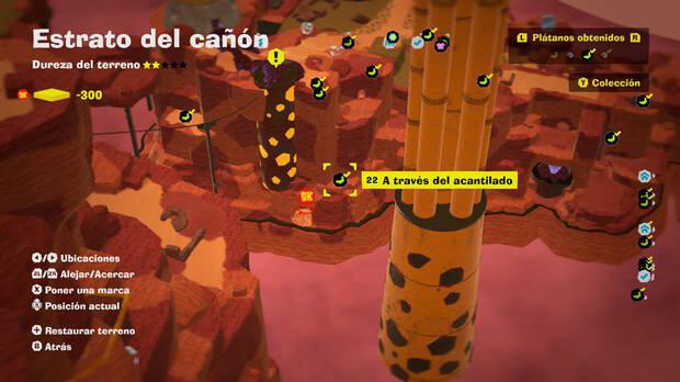 Donkey Kong Bananza - Localización en el mapa del plátano 22 en Estrato del cañón