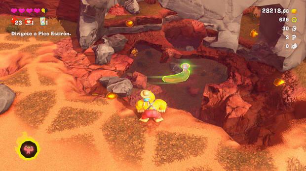Donkey Kong Bananza - Ubicación del plátano 23 en Estrato del cañón