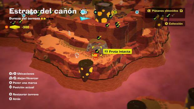 Donkey Kong Bananza - Localización en el mapa del plátano 23 en Estrato del cañón