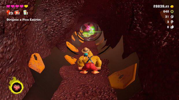 Donkey Kong Bananza - Ubicación del plátano 19 en Estrato del cañón