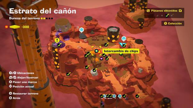 Donkey Kong Bananza - Localización en el mapa del plátano 60 en Estrato del cañón