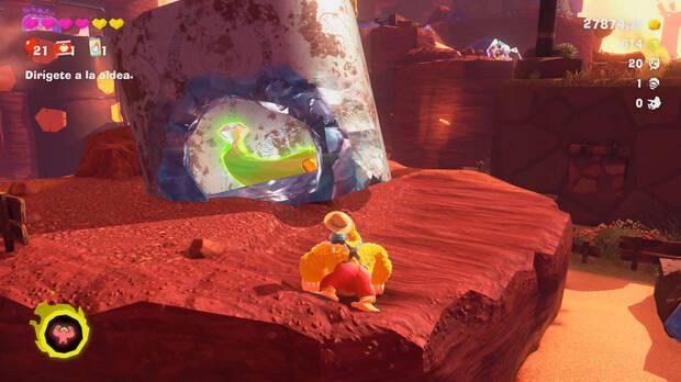 Donkey Kong Bananza - Ubicación del plátano 12 en Estrato del cañón