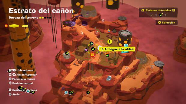 Donkey Kong Bananza - Localización en el mapa del plátano 13 en Estrato del cañón