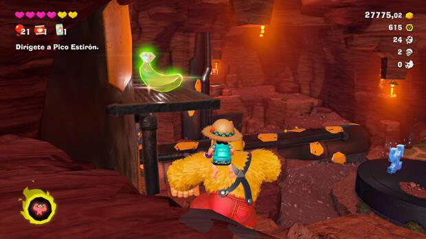 Donkey Kong Bananza - Ubicación del plátano 14 en Estrato del cañón