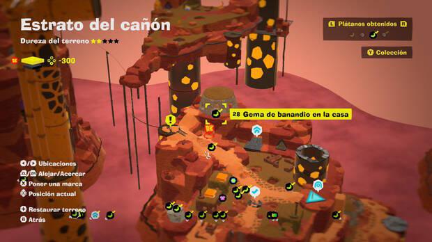 Donkey Kong Bananza - Localización en el mapa del plátano 28 en Estrato del cañón