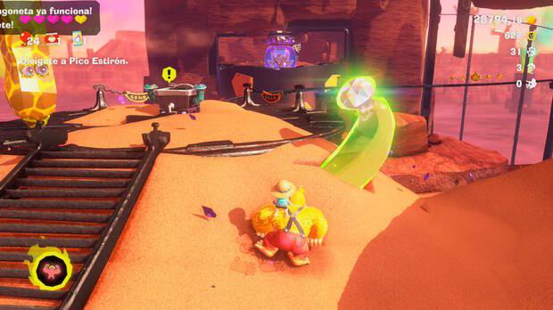 Donkey Kong Bananza - Ubicación del plátano 29 en Estrato del cañón