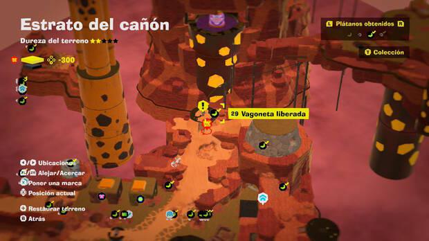 Donkey Kong Bananza - Localización en el mapa del plátano 29 en Estrato del cañón