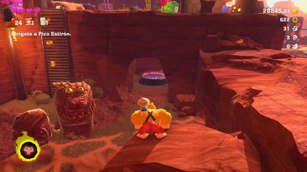 Donkey Kong Bananza - Ubicación del plátano 11 en Estrato del cañón