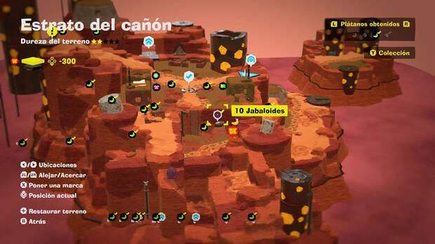 Donkey Kong Bananza - Localización en el mapa del plátano 11 en Estrato del cañón