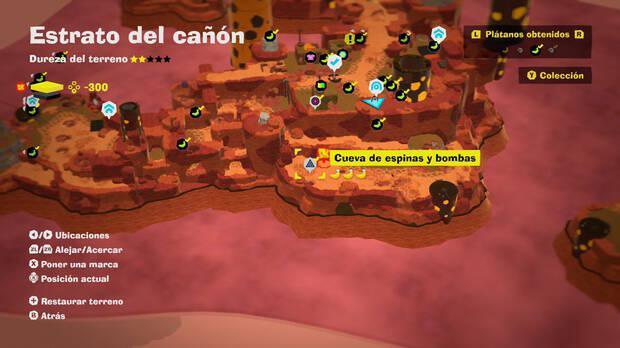 Donkey Kong Bananza - Localización en el mapa del plátano 16 en Estrato del cañón