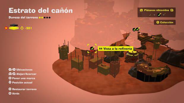Donkey Kong Bananza - Localización en el mapa del plátano 64 en Estrato del cañón
