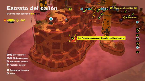 Donkey Kong Bananza - Localización en el mapa del plátano 33 en Estrato del cañón