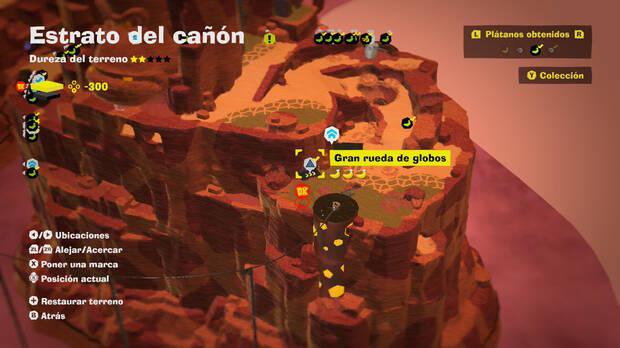 Donkey Kong Bananza - Localización en el mapa del plátano 30 en Estrato del cañón