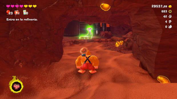 Donkey Kong Bananza - Ubicación del plátano 34 en Estrato del cañón