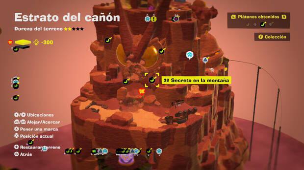 Donkey Kong Bananza - Localización en el mapa del plátano 38 en Estrato del cañón