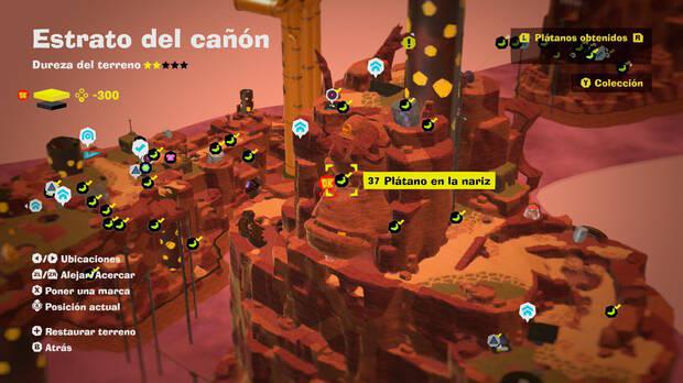 Donkey Kong Bananza - Localización en el mapa del plátano 37 en Estrato del cañón