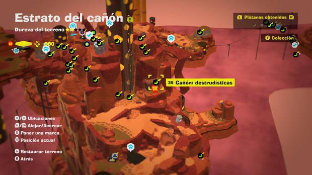 Donkey Kong Bananza - Localización en el mapa del plátano 35 en Estrato del cañón
