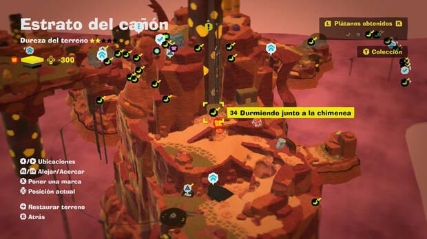 Donkey Kong Bananza - Localización en el mapa del plátano 34 en Estrato del cañón