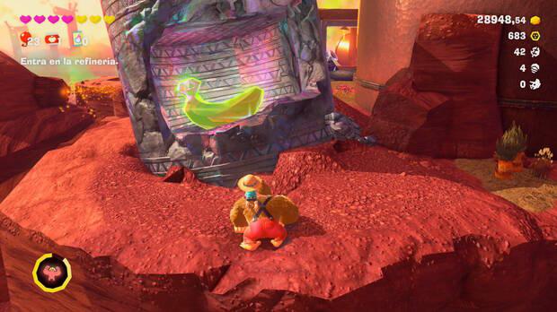 Donkey Kong Bananza - Ubicación del plátano 39 en Estrato del cañón