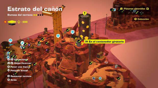 Donkey Kong Bananza - Localización en el mapa del plátano 39 en Estrato del cañón