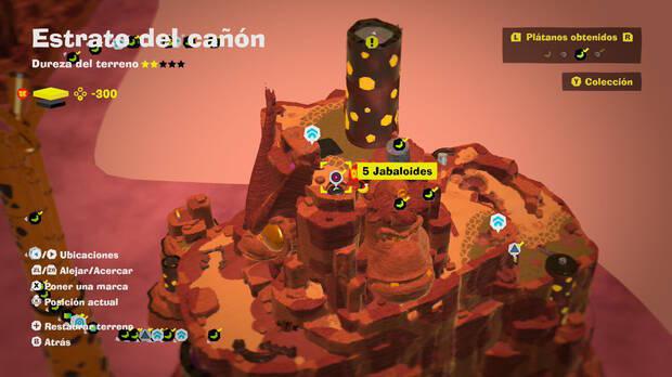 Donkey Kong Bananza - Localización en el mapa del plátano 40 en Estrato del cañón