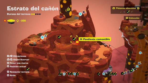 Donkey Kong Bananza - Localización en el mapa del plátano 36 en Estrato del cañón