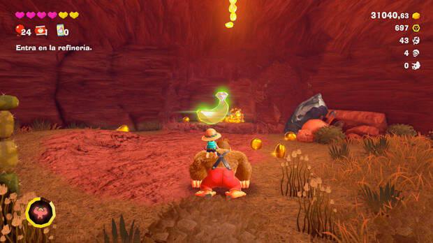 Donkey Kong Bananza - Ubicación del plátano 38 en Estrato del cañón
