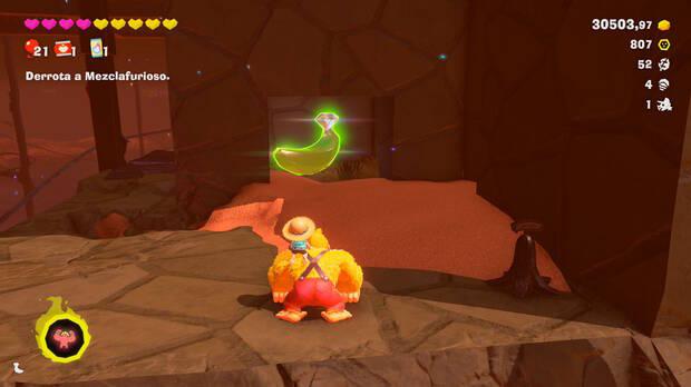 Donkey Kong Bananza - Ubicación del plátano 67 en Estrato del cañón