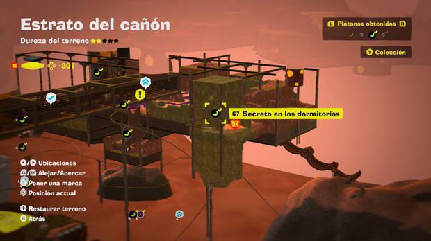 Donkey Kong Bananza - Localización en el mapa del plátano 67 en Estrato del cañón