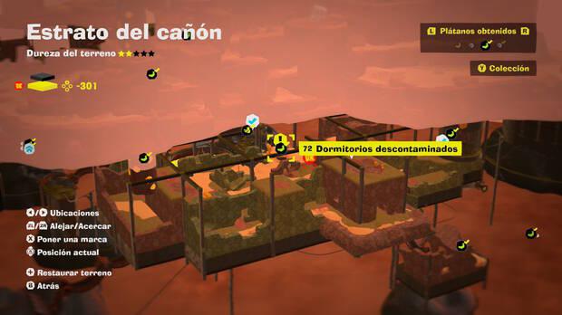 Donkey Kong Bananza - Localización en el mapa del plátano 72 en Estrato del cañón
