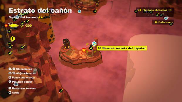 Donkey Kong Bananza - Localización en el mapa del plátano 59 en Estrato del cañón