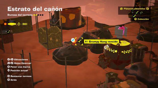 Donkey Kong Bananza - Localización en el mapa del plátano 61 en Estrato del cañón