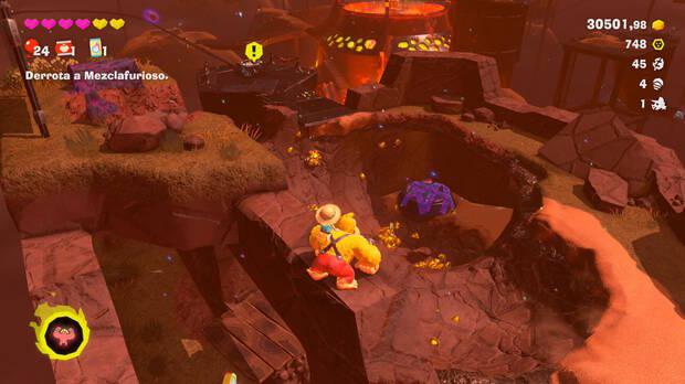 Donkey Kong Bananza - Ubicación del plátano 62 en Estrato del cañón